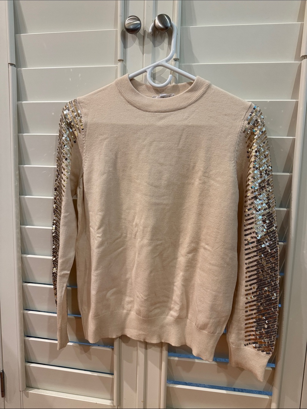 Sequin Sleeve THML Cream long sleeve Sweater